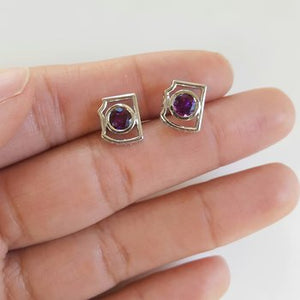 White Gold State Map Studs