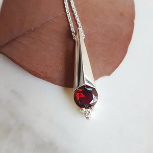 Knife Edge Garnet Accented Pendant