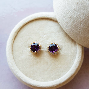 Essential Arizona Amethyst Halo Studs