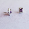 Radiant Cut Amethyst and Diamond Studs