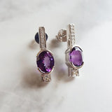 Diamond and Amethyst Rod Earrings