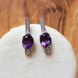 Diamond and Amethyst Rod Earrings