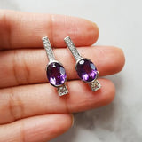 Diamond and Amethyst Rod Earrings