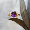 Crescent Moon Amethyst Halo Ring