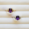 Crescent Moon Amethyst Halo Ring