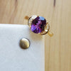 Crescent Moon Amethyst Halo Ring
