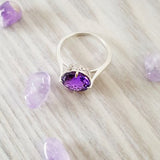 Scroll Solitare Amethyst Ring