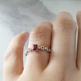 Step-Cut Simple Garnet Ring