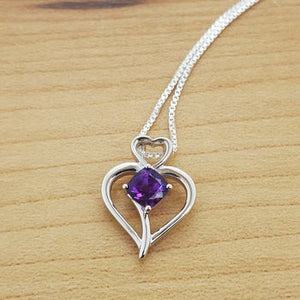 Amethyst Open Heart Pendant