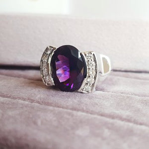 Bold Partial Bezel Amethyst Ring