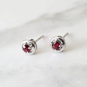 Garnet Solitaire Studs