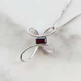 Garnet Open Loop Cross Pendant