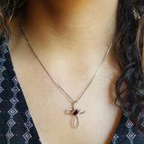 Garnet Open Loop Cross Pendant