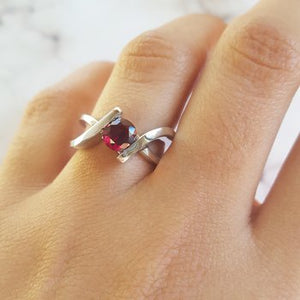 Open Shank Bypass Garnet Ring