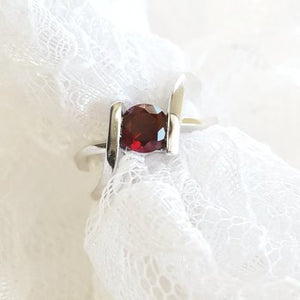 Open Shank Bypass Garnet Ring