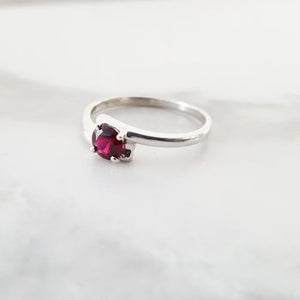 Petite Offset Garnet Ring