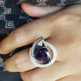 Swirled Trillion Cut Amethyst Ring