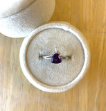 Trillion Halo Amethyst Ring