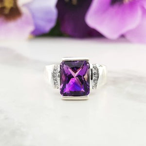 Accented Radiant Amethyst Ring