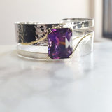 Hand-Hammered Open Amethyst Bracelet