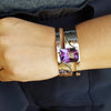 Hand-Hammered Open Amethyst Bracelet