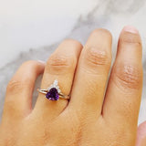 Trillion Halo Amethyst Ring