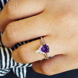 Trillion Halo Amethyst Ring