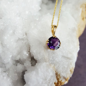 "Theresa" 14k Yellow Gold Amethyst Pendant