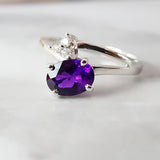 "Zinnia" 14K White Gold Amethyst Ring