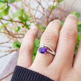 "Zinnia" 14K White Gold Amethyst Ring