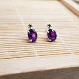 "Riley" Sterling Silver Arizona Four Peaks Amethyst and Peridot Studs