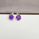 "Halley" Sterling Silver Arizona Amethyst Earrings