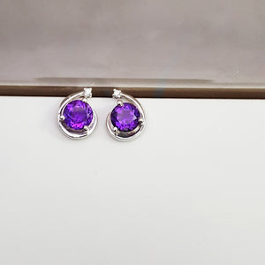 "Halley" Sterling Silver Arizona Amethyst Earrings