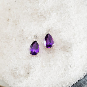 "Darci" 14K White Gold Arizona Amethyst Earrings