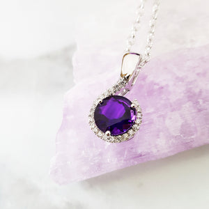 "Rosabel" 14k White Gold Arizona Amethyst Necklace