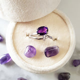 "Zinnia" 14K White Gold Amethyst Ring