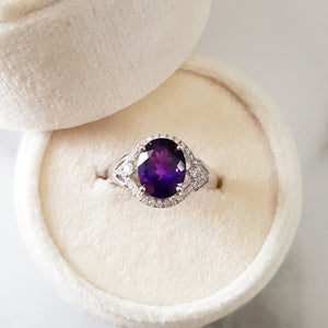 "Charlotte" 14K White Gold Arizona Amethyst Ring