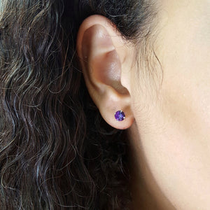 "Kimberly" Sterling Silver Arizona Amethyst Stud Earrings