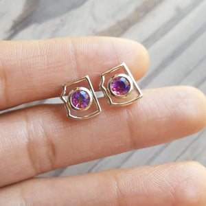Sterling Silver Arizona Amethyst Mini State Earrings