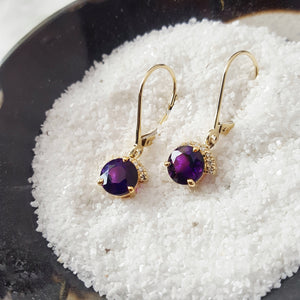 "Marisol" 14k Yellow Gold Arizona Amethyst Earrings