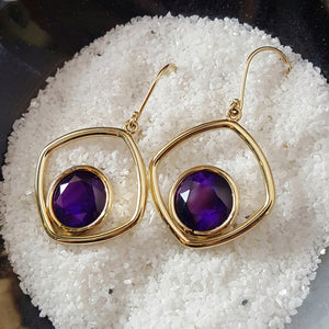 "Sabrina" 14k Yellow Gold Arizona Amethyst Earrings