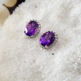 "Kelsey" 14k White Gold Arizona Amethyst Earrings