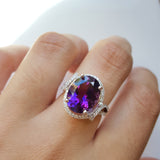 "Victoria" 14k White Gold Amethyst Statement Ring
