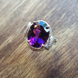 "Victoria" 14k White Gold Amethyst Statement Ring