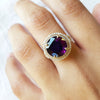 "Elodia" 14K Double Halo Amethyst Ring