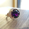 "Elodia" 14K Double Halo Amethyst Ring