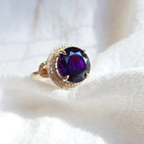 "Elodia" 14K Double Halo Amethyst Ring