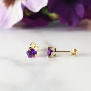 14K Yellow Gold Arizona Amethyst Studs