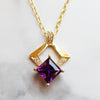 "Simone" 14k Yellow Gold Geometric Amethyst Pendant