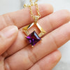 "Simone" 14k Yellow Gold Geometric Amethyst Pendant